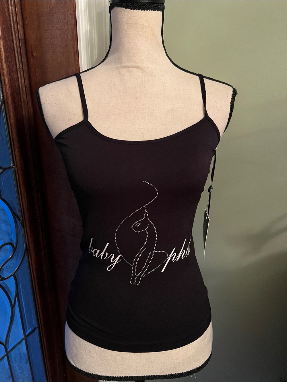 Baby Phat Black Rhinestone Logo Cami
